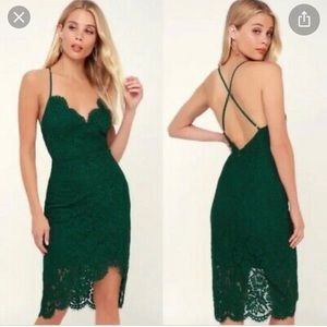 Lulus Flirting with desire Forrest green dress NWT size large